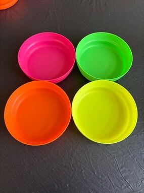 Tupperware Neon Party Bowls in Pink, Green, Orange, Yellow